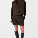 Pablo Quilted Denim Vest in Houndstooth Cacao