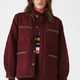 Pablo Quilted Denim Jacket in Mulberry