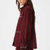 Pablo Quilted Denim Jacket in Mulberry