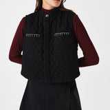 Pablo Quilted Denim Vest in Black