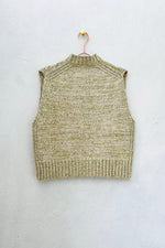 Raye Cotton Knitted Vest in Green/Ecru Marl by Elwin