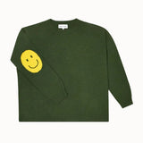 Smile Patch Cashmere Blend Sweater in Khaki