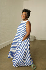 Aja's Maxi Cotton Dress in Stripe Print