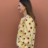 Strawberry Print Cotton Luna Blouse