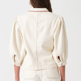 Talia Collared Denim Top in Ecru