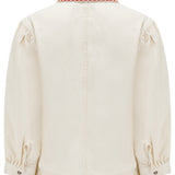 Talia Collared Denim Top in Ecru