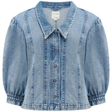 Talia Collared Denim Top in Newport