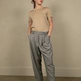 Tan Luxe Silk Knitted T-Shirt