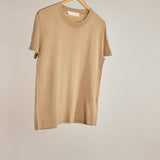 Tan Luxe Silk Knitted T-Shirt