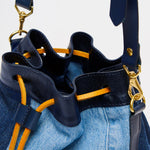 LPOL x seventy + mochi Mia Bucket Bag in Denim & Yellow