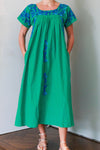 Mexican Embroidered Dress in Green and Blue by Arifah Studio