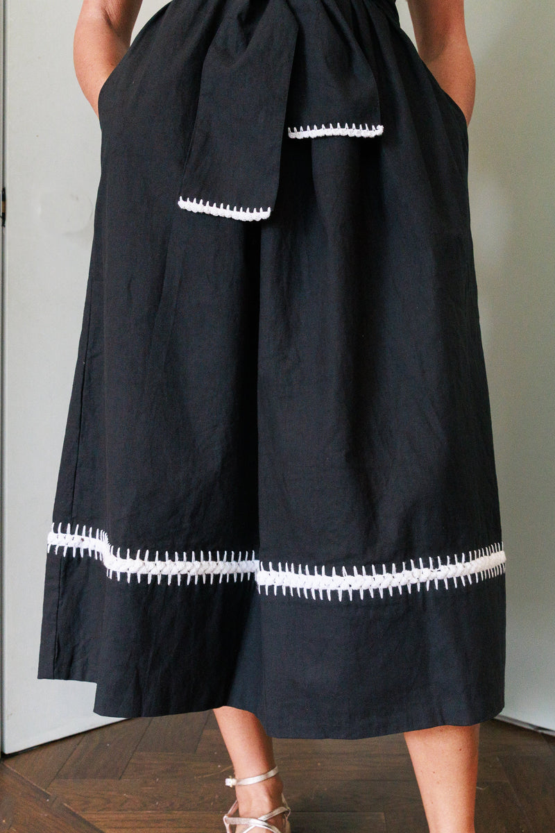 Mexican Crochet Kaftan Dress in Black and White by Arifah Studio