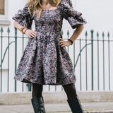 Winter Floral Jacquard Dress