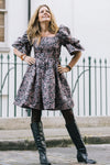 Winter Floral Jacquard Dress by Mary Benson