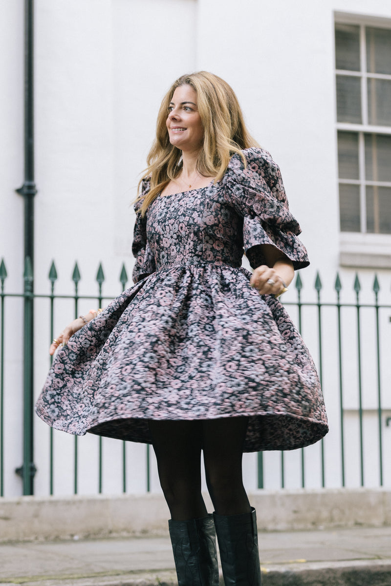 Winter Floral Jacquard Dress by Mary Benson