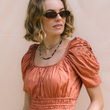 Terracotta Alia Dress With Eyelet Embroidery