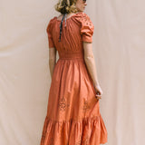 Terracotta Alia Dress With Eyelet Embroidery