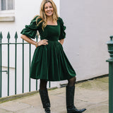 Lucinda Green Velvet Dress