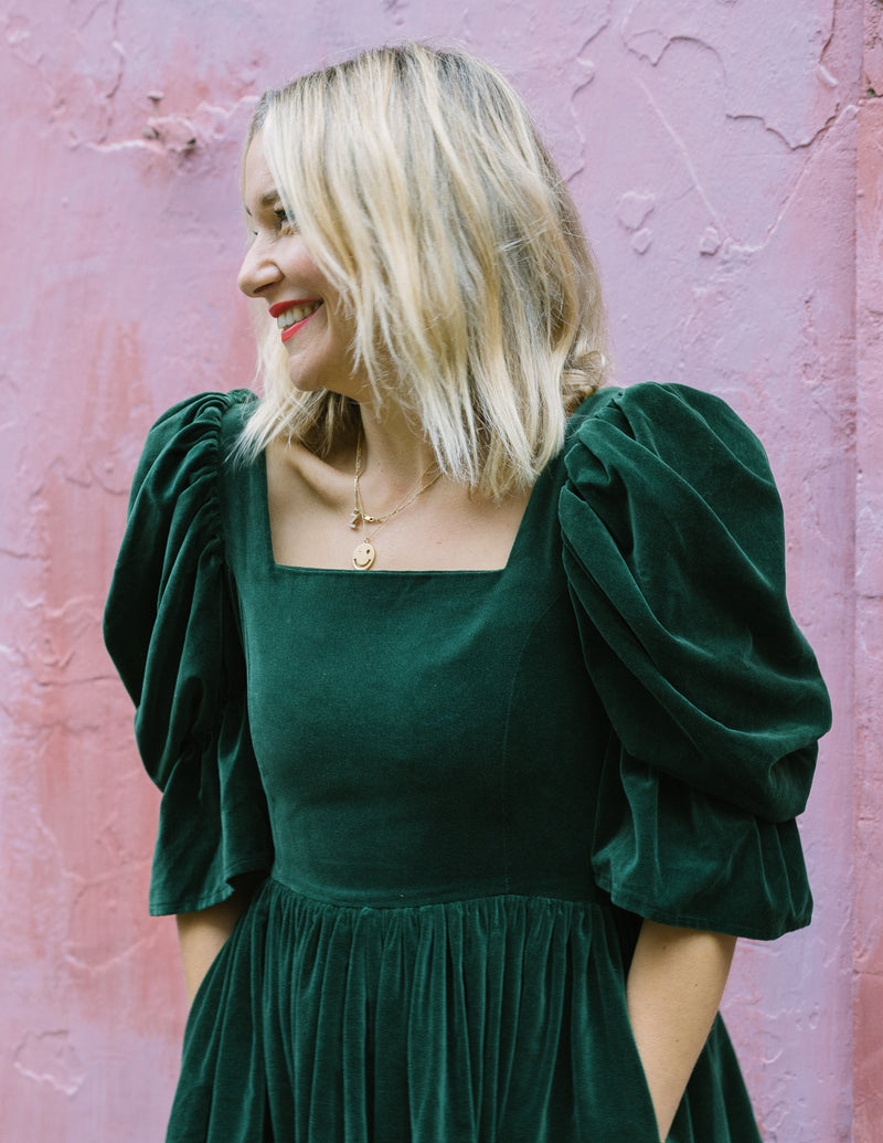 Lucinda Green Velvet Dress by Mary Benson