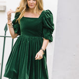 Lucinda Green Velvet Dress