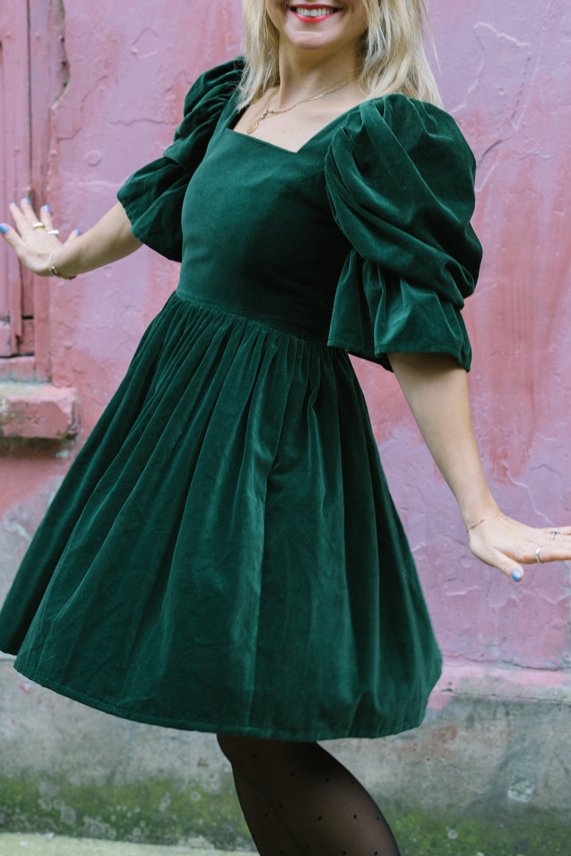 Lucinda Green Velvet Dress by Mary Benson