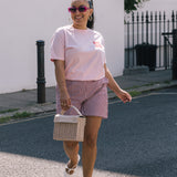 Bessie A-Line Short in Berry Red Stripe Cotton