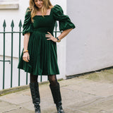 Lucinda Green Velvet Dress