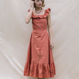Terracotta Backless Sari Dress