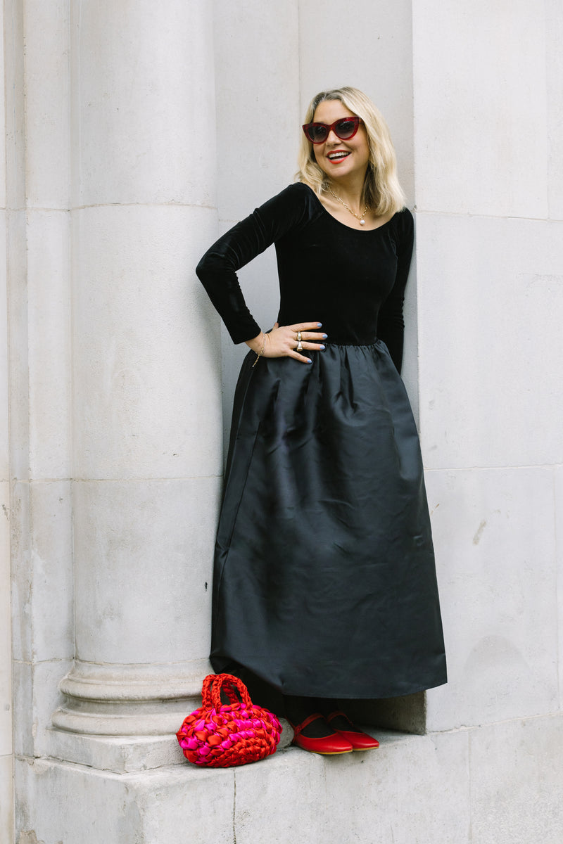 Velvet & Taffeta Midi Dress by Albaray