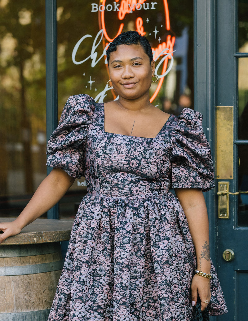 Winter Floral Jacquard Dress by Mary Benson