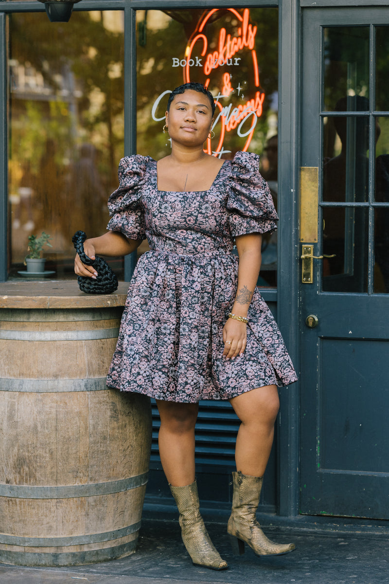 Winter Floral Jacquard Dress by Mary Benson