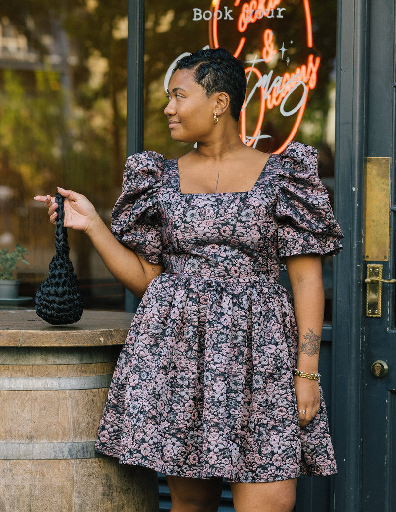 Winter Floral Jacquard Dress by Mary Benson