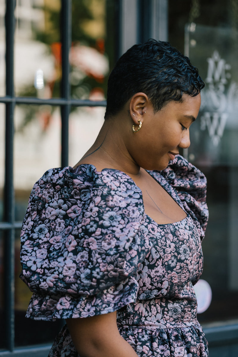 Winter Floral Jacquard Dress by Mary Benson