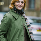 Waxed Cotton Asymmetric Raincoat in Olive