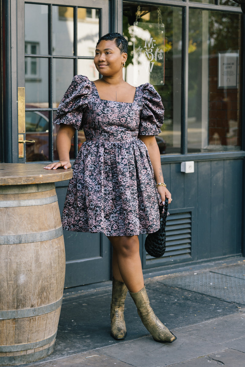 Winter Floral Jacquard Dress by Mary Benson