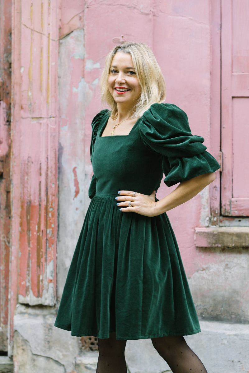 Lucinda Green Velvet Dress by Mary Benson