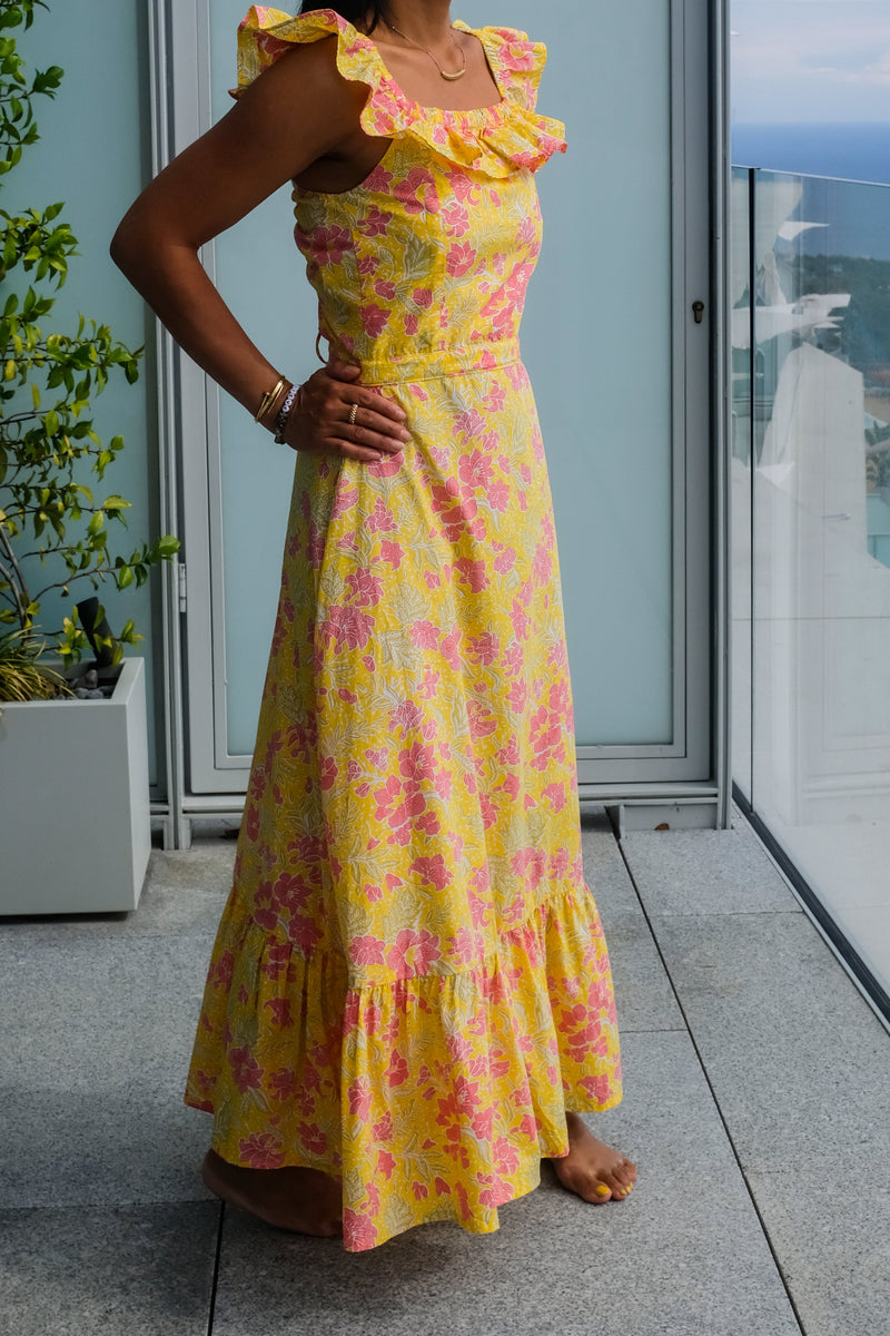 Sari Dress in Sunshine Yellow Batik by Arifah Studio
