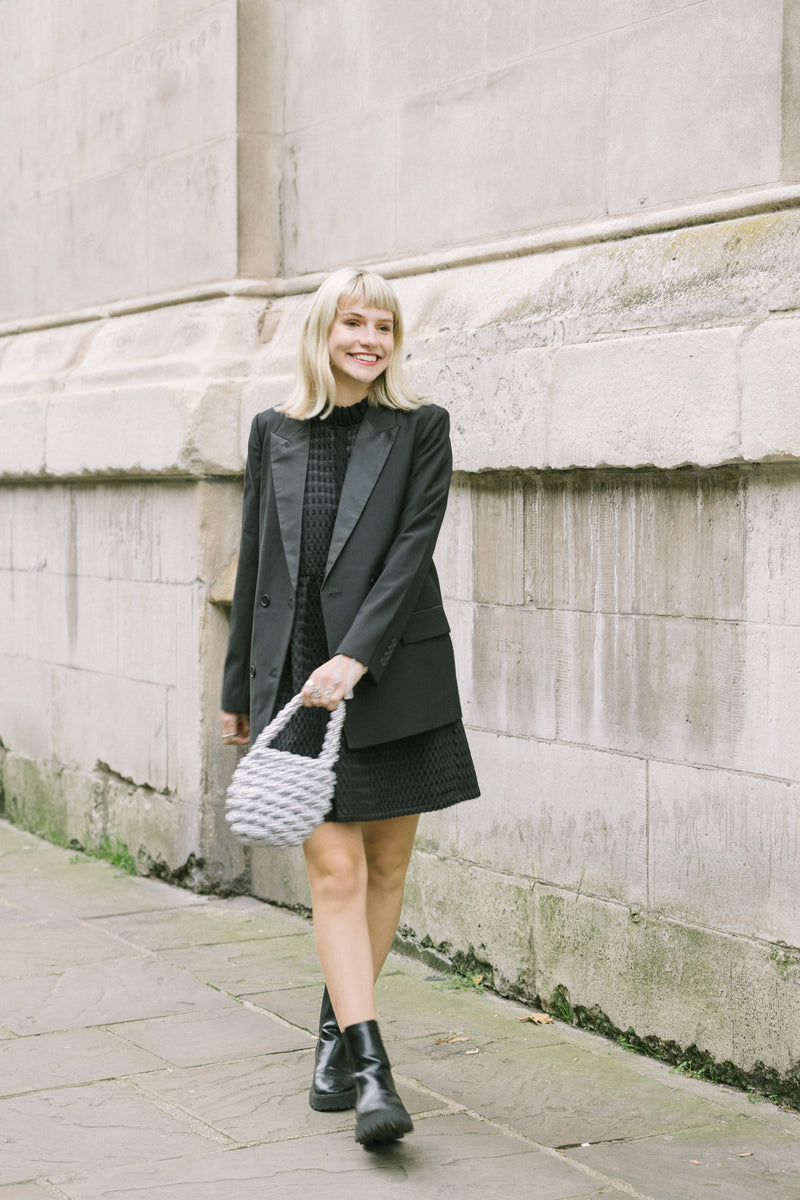 Hive Bucket Bag in Silver Metallic Cord by Isla de Gar