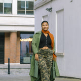 Waxed Cotton Asymmetric Raincoat in Olive