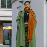 Waxed Cotton Asymmetric Raincoat in Olive