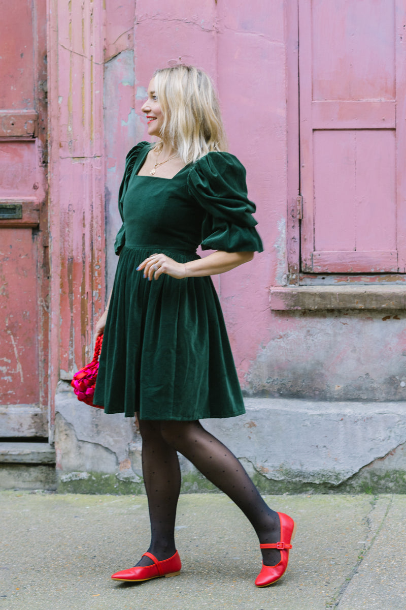 Lucinda Green Velvet Dress by Mary Benson