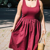 Cherry Jersey & Woven Mix Vest Dress
