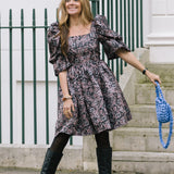 Winter Floral Jacquard Dress