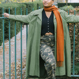 Waxed Cotton Asymmetric Raincoat in Olive