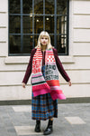 Patchwork Lambswool Scarf in Bubblegum Rouge & Opal by Black & Beech