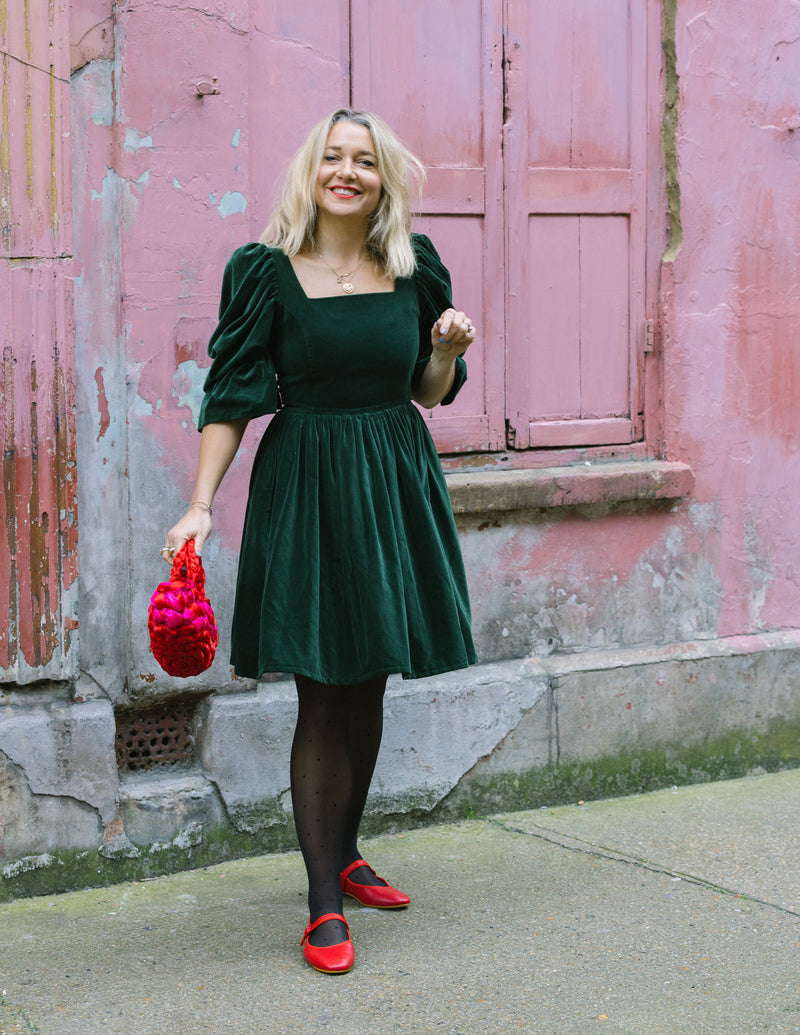 Lucinda Green Velvet Dress by Mary Benson