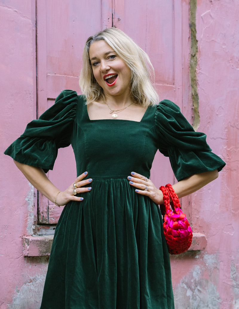 Lucinda Green Velvet Dress by Mary Benson