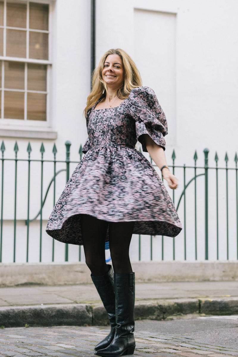 Winter Floral Jacquard Dress by Mary Benson