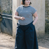 Navy Stripe Roll Back T Shirt
