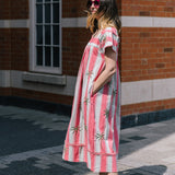 Kaftan Stripe With Palm Embroidery